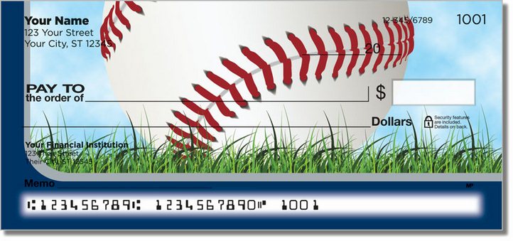 Silver and Blue Baseball Fan Personal Checks