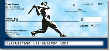 Silver and Blue Baseball Fan Personalized Checks