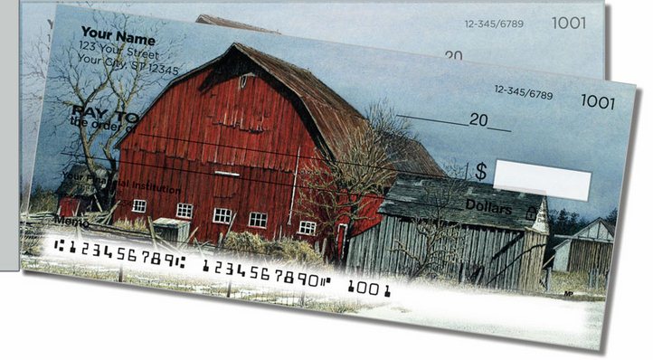 Winter Farm Side Tear Personal Checks